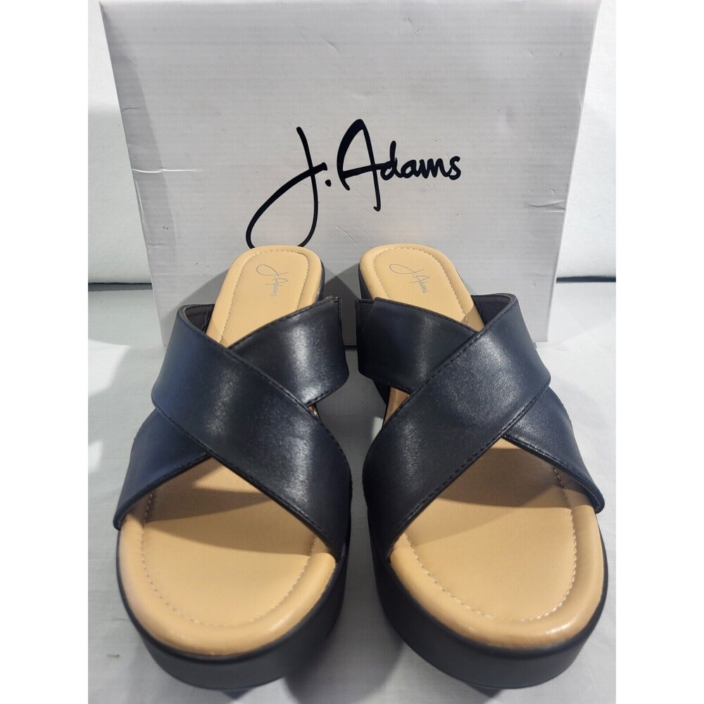 J Adams Sandals Shoes Womens Size 11 Slip On Clogs Black Leather New With Box